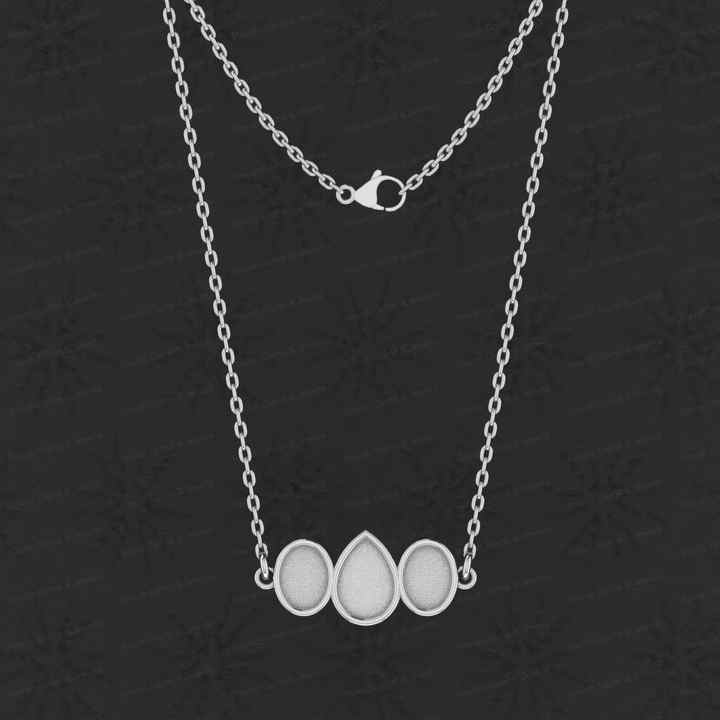 Top Quality 925 Silver Pear Oval Collet Bezel Cup Semi Mount Charm Pendant Necklace Setting Jewelry Findings Components