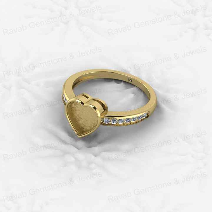High Quality Genuine 925 Silver 8mm Heart With CZ Semi Mount Blank Setting for Proposal Rings Breastmilk Keepsake Women Jewelry