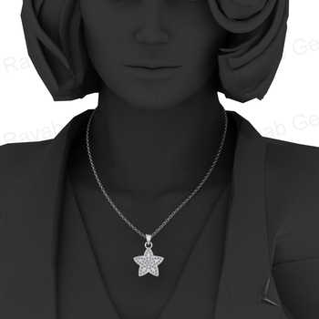 18\" Solid 925 Sterling Silver Necklace With Multi-Zircon Micro Pave Setting Universal Star-Fine Pendants & Charms
