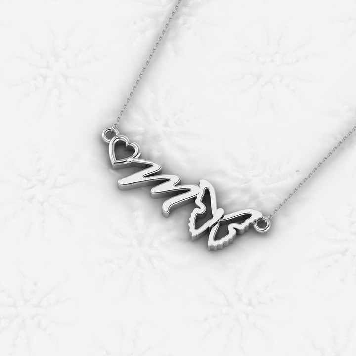 Top Trending Initial Letter With Heart Butterfly Design 925 Sterling Silver Charm & Pendant Necklace for Women Fine Jewelry