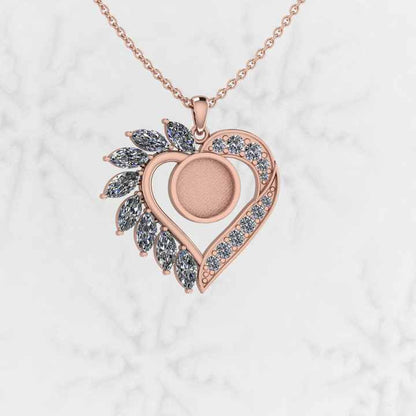 Top Selling Genuine 925 Sterling Silver Gold Plated 25mm Valentine Heart Charm Semi Mount Blank Pendant Setting Keepsake Jewelry