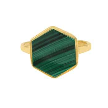 Beautiful 12mm Genuine Malachite Gemstone Bezel Handmade Dainty 18k Gold Plated Sterling Silver Ring Top Selling Women's Jewelry