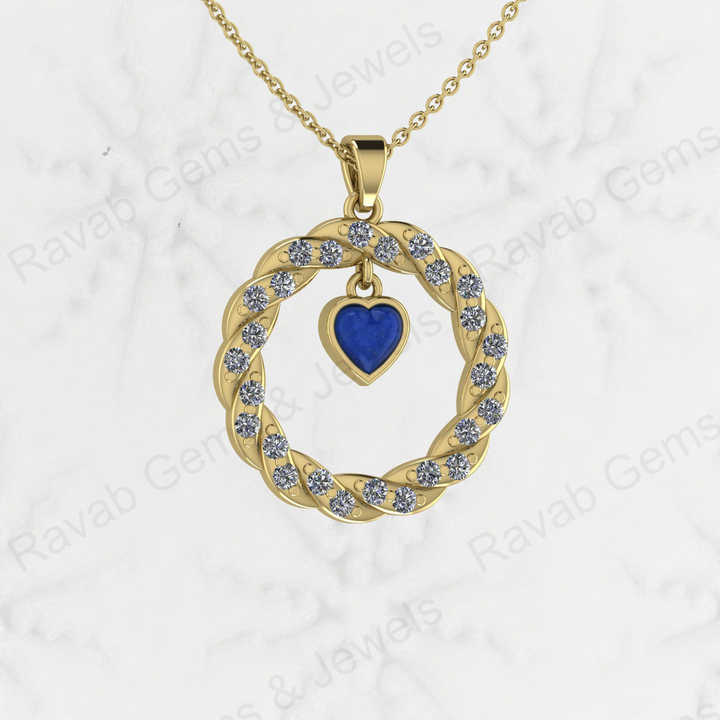 Best Selling 925 Silver Fine Jewelry Lapis Lazuli CZ Twisted Circle Rope Dainty Pendant Necklace Valentine's Day Gift for Women
