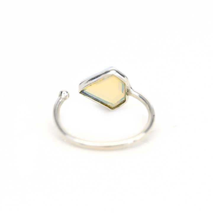 Top Quality Christmas Sale Natural White Opalite Ring Sterling 925 Silver 10x10mm Diamond Faceted Bezel Setting Ring for Women