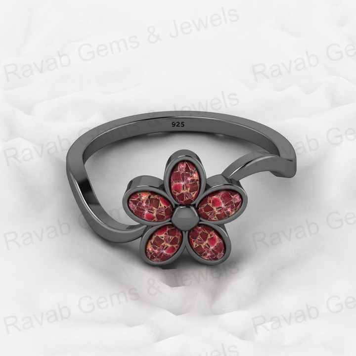 Best Selling Genuine 925 Sterling Silver Pink Ruby Copper Oval Gemstone Bezel Setting Wide Mobius Ring for Custom Jewelry