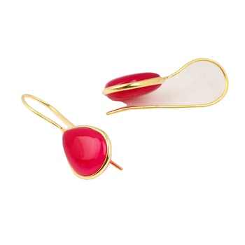 12x16mm Hot Pink Chalcedony Bezel Handmade Dainty 18K Gold Plated 925 Sterling Silver Earrings for Women Beautiful Fine Jewelry