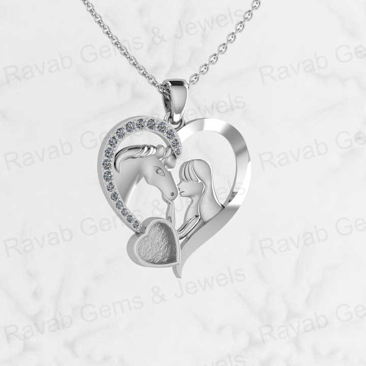 925 Sterling Silver 6mm Little Heart 23x27mm Big Heart Lovely Animal Horse And Girls Pendant Keepsake Jewelry Necklace For Women