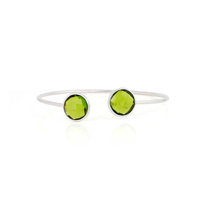Beautiful Handmade Solid 925 Silver 10mm Round Shape Peridot Hydro Quartz Bezel Adjustable Cuff Bangle Fine Jewelry For Women