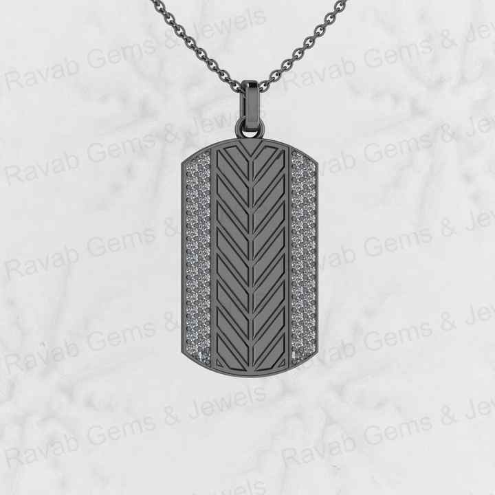 Best Quality Solid 925 Sterling Silver Engraved Chevron Cross Bar Pendant Men's CZ Prong Setting Handmade Necklace Fine Jewelry