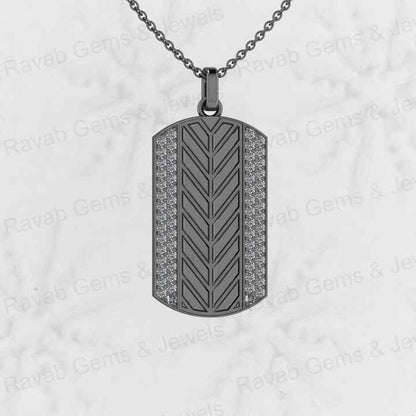 Best Quality Solid 925 Sterling Silver Engraved Chevron Cross Bar Pendant Men's CZ Prong Setting Handmade Necklace Fine Jewelry