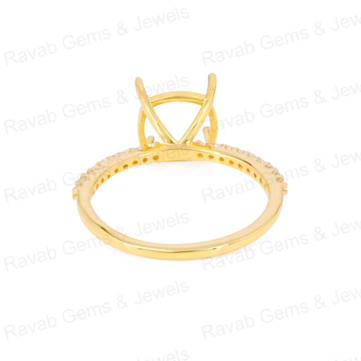 Genuine 925 Silver 18k Gold 10mm Cushion Eternity Band Prong Blank Gemstone Ring With CZ Setting Keepsake Breastmilk Jewelry DIY