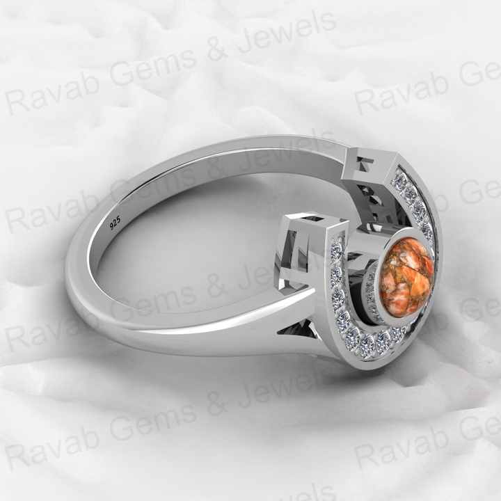 Best Selling Women's Boho Style Fine Eternity Ring 925 Silver Gold Vermeil Mohave Sponge Coral Copper Gemstone Good Luck