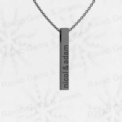 High Quality 30mm 925 Solid Sterling Silver Cubic Bar Memorial Pendant Personalized Couple Name Necklace Fine Pendants Charms