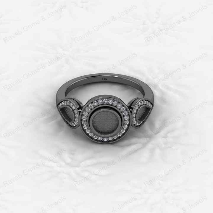 High Quality Genuine 925 Silver Half Eternity With CZ Semi Mount Blank Setting Ring Good for Gemstone Resin & Ashes Jewelry