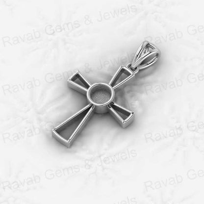 Genuine 925 Sterling Silver 24x18mm Christ Cross Semi Mounting Blank Setting Charm Pendant for Jewelry Findings & Components