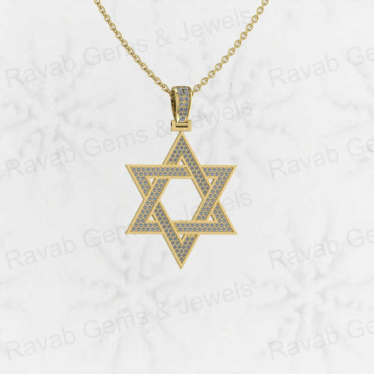 Best Selling 925 Silver 35mm Star David Hip Hop Pendant Necklace Trendy Religious Fine Jewelry for Men with Pave Zircon Charm