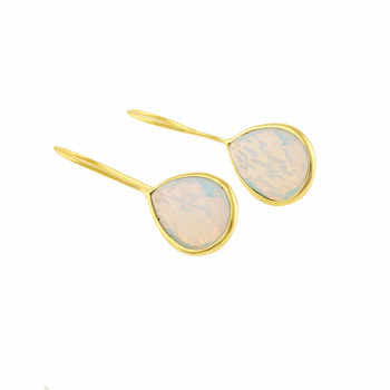 New Arrival Solid 925 Sterling Silver Fire Opalite Checker Cut Pear Drop 12x16mm Bezel Drop Dangle Earring for Women Jewelry