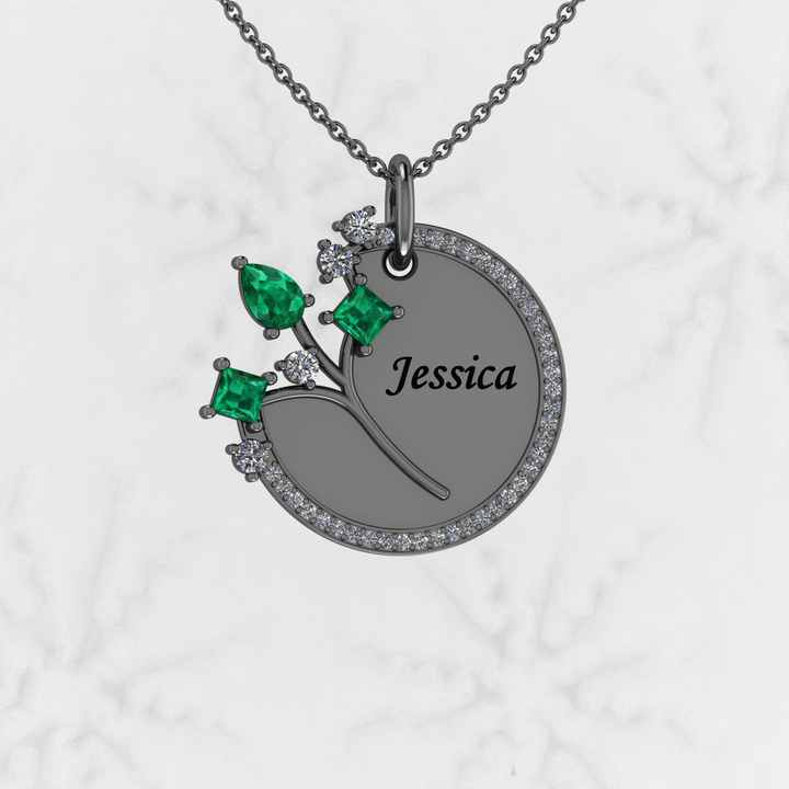 Beautiful Genuine 925 Silver 25mm Coin Tree of Life Emerald CZ Diamond Medallion Custom Name Women Pendant Necklace Fine Jewelry