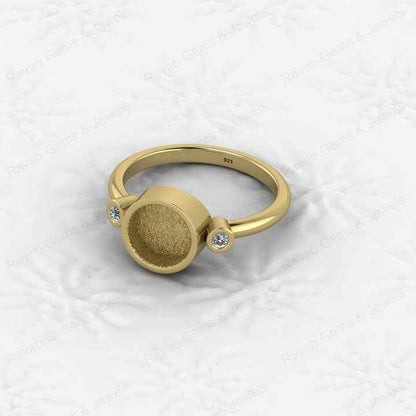 Superb Quality 925 Silver Round 8mm Semi Mount Blank Setting Ring for Gemstone Ashes & Resin Findings & Wedding Gift Jewelry