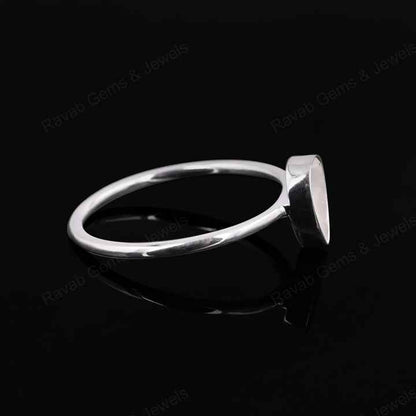 Genuine 925 Sterling Silver 7x9mm Pear Bezel Setting Simple Band Minimalist Ring Good For Resin & Ashes Work Keepsake Jewelry