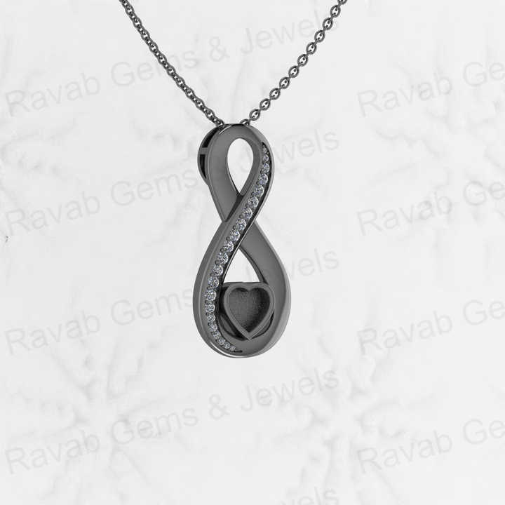 High Quality 925 Silver Blank Bezel Semi Mount Setting 6mm Infinity Heart Charm Zircon Pendant Jewelry for Resin Ashes and Stone