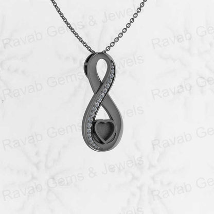 High Quality 925 Silver Blank Bezel Semi Mount Setting 6mm Infinity Heart Charm Zircon Pendant Jewelry for Resin Ashes and Stone