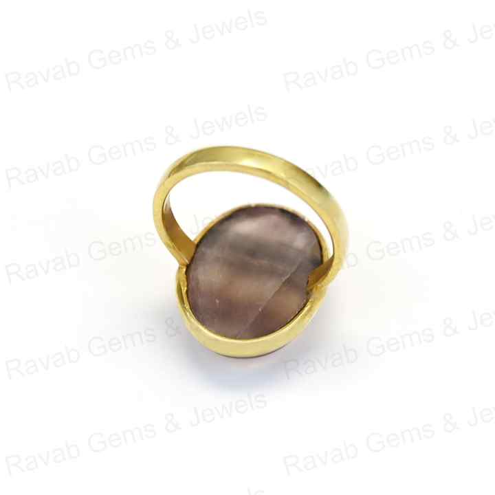 Top Quality Solid 925 Sterling Silver Natural Fluorite Smooth Cabochon 10x14mm Bezel Setting 18k Gold Filled Ring for Women