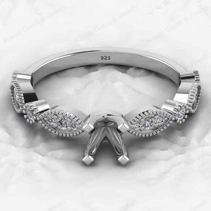 High Quality 925 Sterling Silver Half Eternity Semi Mount Blank Prong Setting Ring Without Gemstone Designer Custom Jewelry