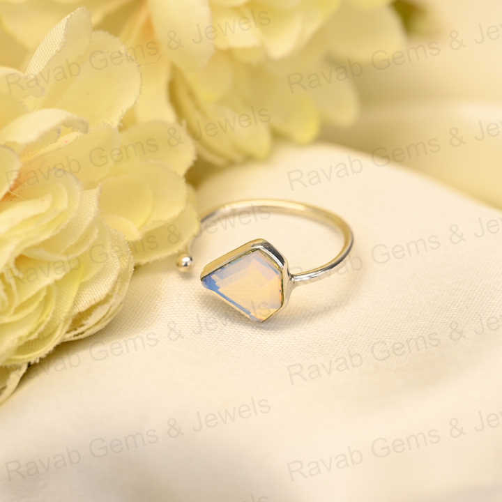 Christmas Sale Natural Pink Rose Quartz Sterling 925 Silver 10x10mm Diamond Cut Faceted Bezel Setting Adjustable Ring for Women