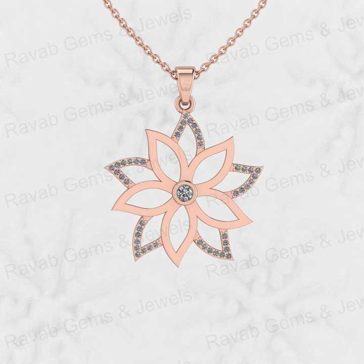 Best Selling 925 Silver 25mm Water Lily Floral June Birth CZ Diamond Pendant Necklace Beautiful Fine Natural Jewelry for Women