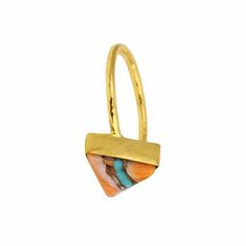 New Natural oyster Copper Turquoise Gemstone Ring Daily Wear 18k Gold Plated Jewelry Ring Sterling Silver Stacking Band Ring