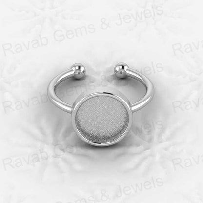 Best Quality Solid 925 Sterling Silver 10mm Semi Mount Ring Adjustable Blank Setting Resin Ashes Jewelry Findings Components