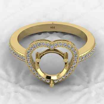 Best Selling 925 Sterling Silver 8mm Heart Design Semi Mount Prong Setting Ring Ladies Love Symbol Jewelry Findings & Components