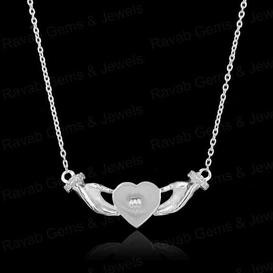 High Quality 925 Silver CZ Celtic Claddagh Wings of Love Heart Blank Charm Pendant Stone Setting & Ashes Resin Keepsake Jewelry