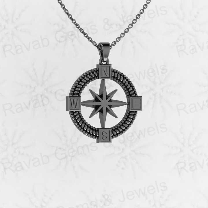Top Quality Genuine 925 Sterling Silver Directions Star Compass 25mm Circle Pendant for Boys & Fine Jewelry Pendants & Charms