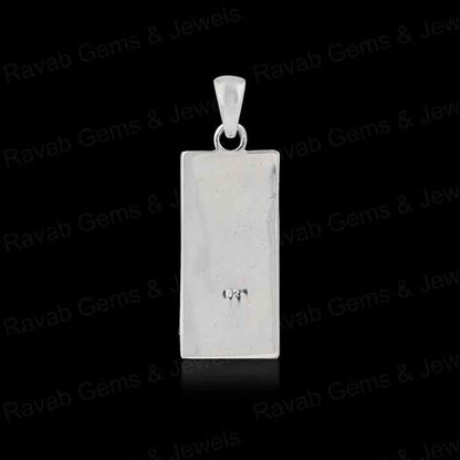 High Quality 925 Silver Rectangle Collet Cup Charm Blank Pendant Cabochon Setting Ashes & Resin Work Keepsake Breastmilk Jewelry