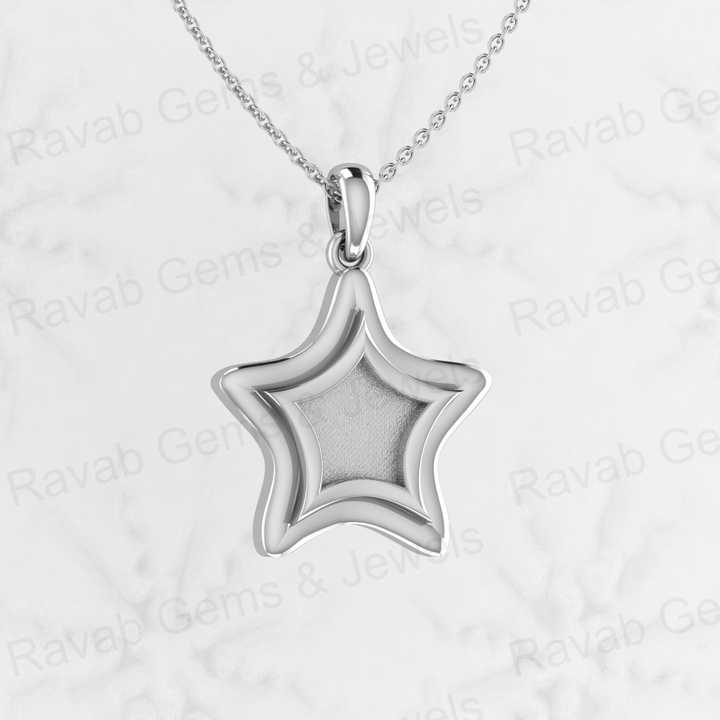 Best Quality Genuine 925 Sterling Silver 23x23mm Shining Star Semi Mount Blank Pendant Good for Resin & Ashes Work for Necklace