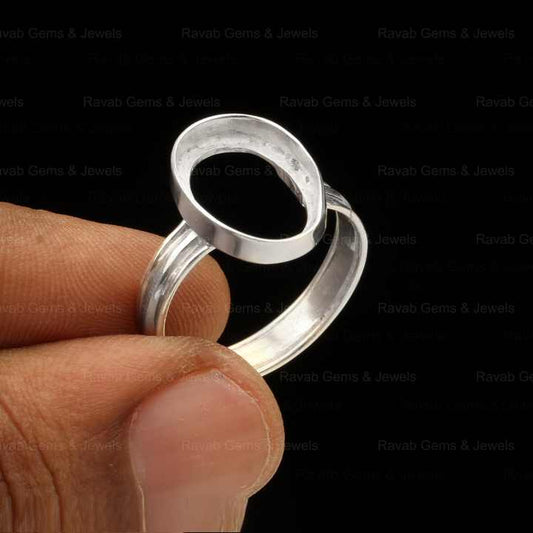 2024 High Quality Genuine 925 Sterling Silver 8x10mm Oval Semi Mount Blank Bezel Setting Ring Good for Gemstone Findings Jewelry