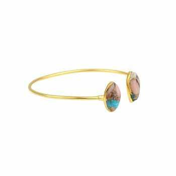 Best Quality Adjustable Cuff Gift Solid 925 Sterling Silver 18K Gold Plated Trendy Natural Pink Opal Fine Chain Link Bracelets