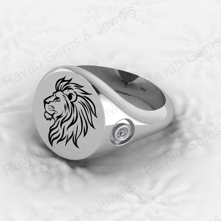 Top Quality Solid 925 Sterling Silver Personalized Oval Scottish Lion Head Signet Ring for Men Custom Handmade Jewelry Suppliers