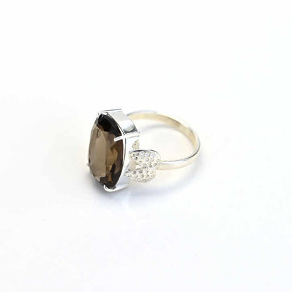 Best Quality Solid 925 Sterling Silver Sparkling Smoky Quartz Octa Cushion 10x14mm Prong Setting Ring Women Party Jewelry