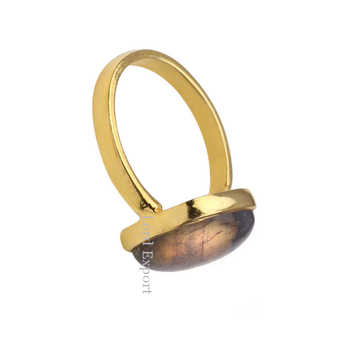 Wholesale Natural Labradorite Gemstone Statement Ring Solid Sterling Silver With Gold Plating Elegant Indian Jewelry Low Price