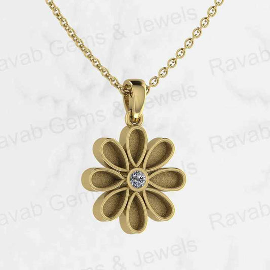 925 Sterling Silver With CZ 17x23mm Flower Design Blank Charm Pendant Setting for Resin & Ashes Keepsake Memorial Jewelry