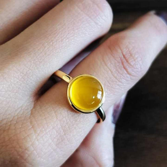 Best Quality Genuine Yellow Chalcedony 10mm Round Shape Bezel Setting Solid 925 Sterling Silver Women Handmade Wholesale Jewelry