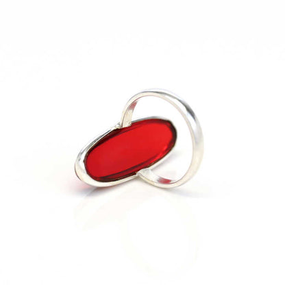 Best Selling Solid 925 Sterling Silver Red Garnet Hydro 10x30mm Long Oval Bezel Setting Ring for Women Fine Handmade Jewelry