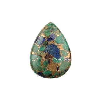 Best Quality 16x22mm Azurite Copper Composite Loose Pear Shape Briolette Gemstone for 18k Gold Jewelry Making