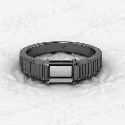 925 Solid Sterling Silver 7X5mm Octagon Semi Mount Blank Setting Signet Ring for Breastmilk & Keepsake Resin Ceramic Jewelry