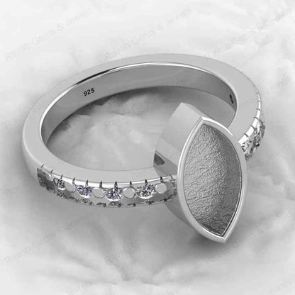 High Quality 925 Sterling Silver 12x16mm Marquise Semi Mount Bezel Setting Ring Good for Resin Ashes Work Keepsake Fine Jewelry
