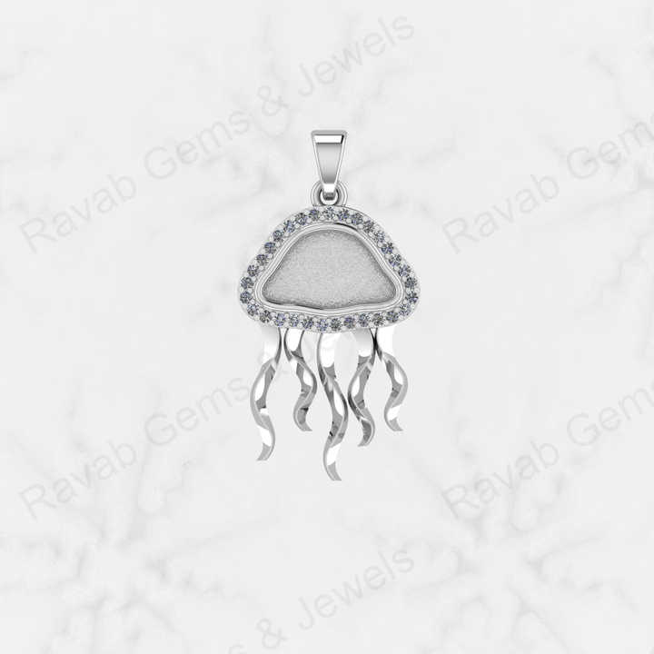925 Sterling Silver Octopus Charm Semi Mount Blank Setting Pendant Good for Ashes & Resin Work Breastmilk Jewelry DIY Keepsake