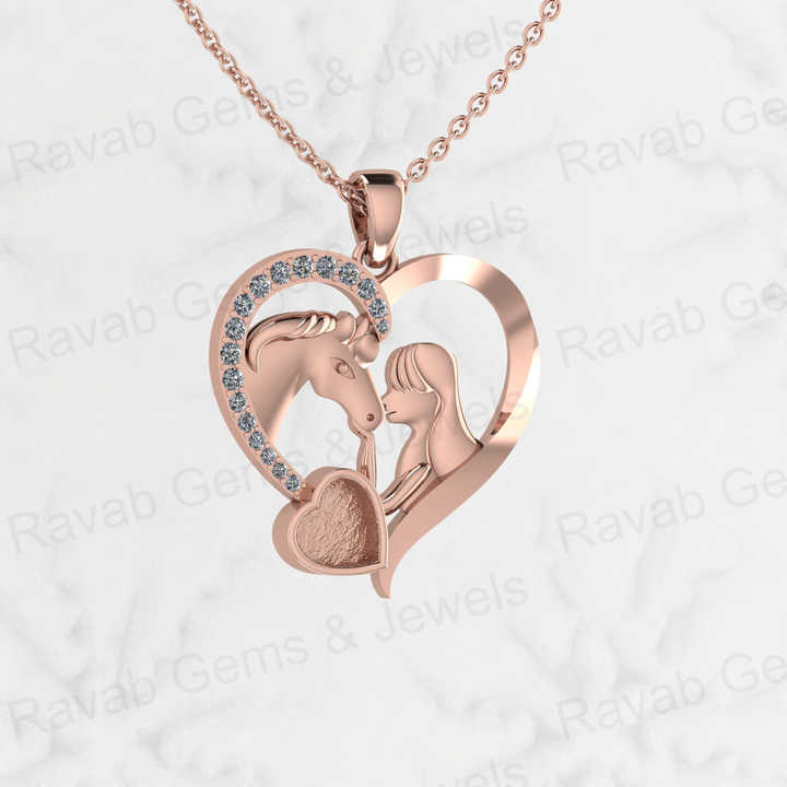 925 Sterling Silver 6mm Little Heart 23x27mm Big Heart Lovely Animal Horse And Girls Pendant Keepsake Jewelry Necklace For Women